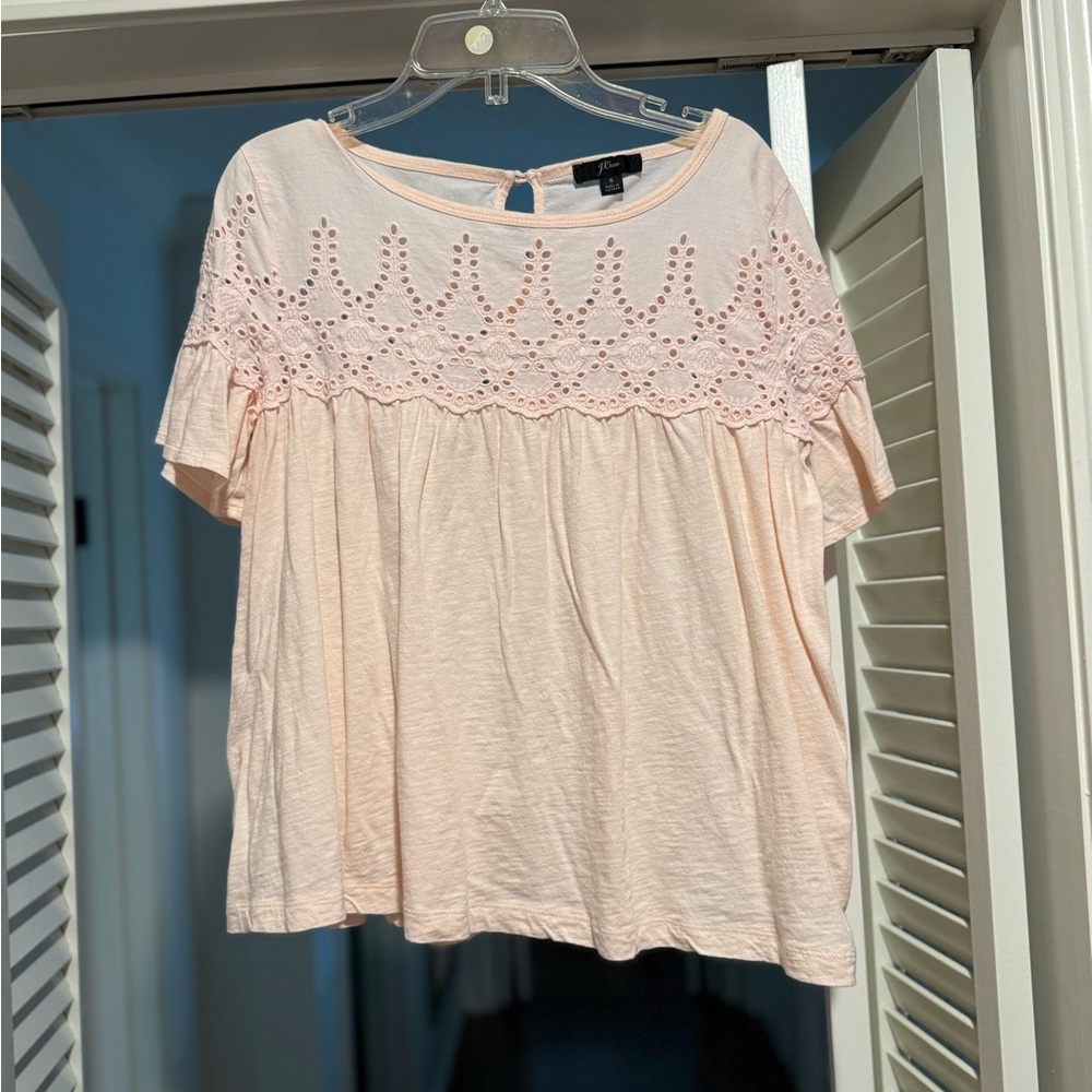 J. Crew pink eyelet top